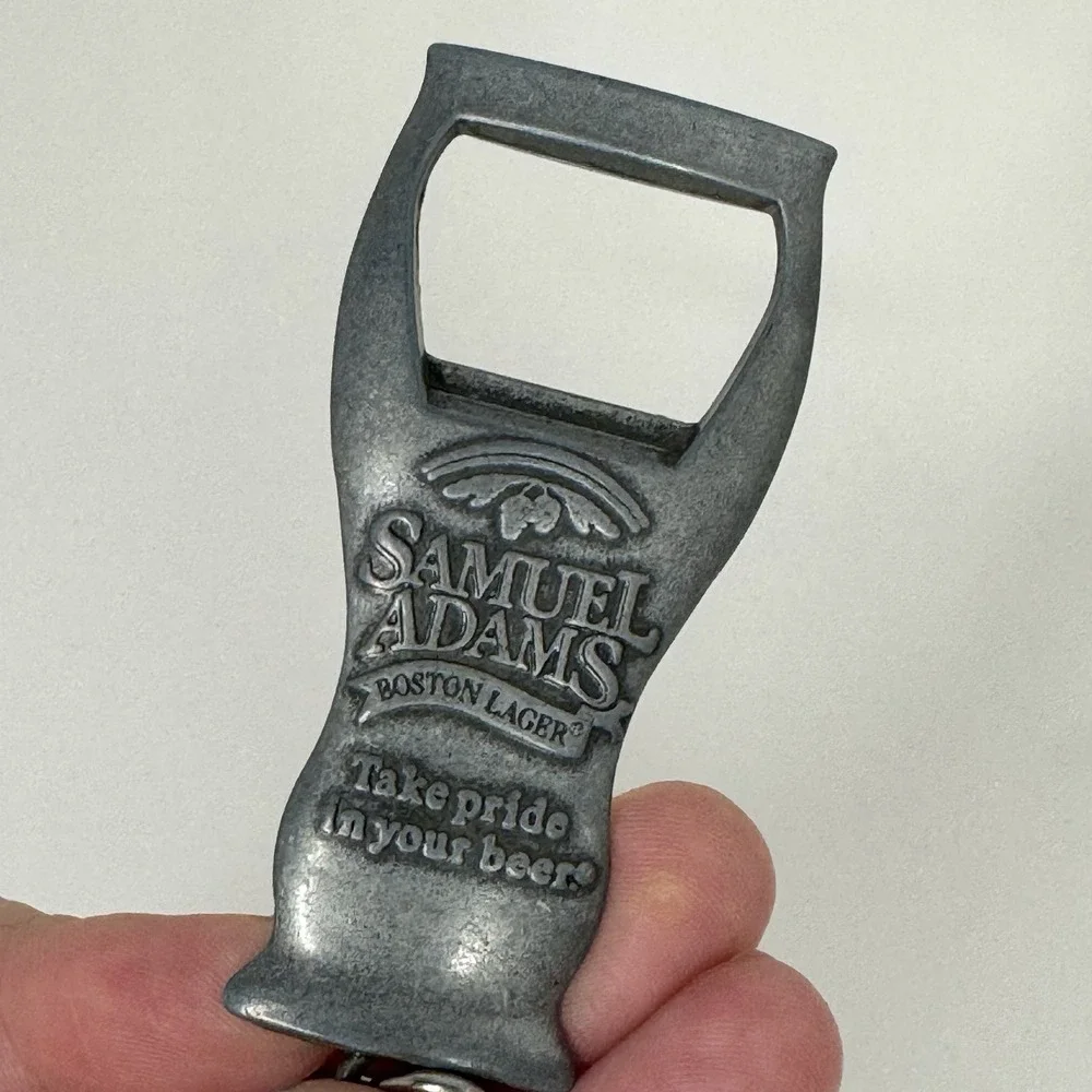 Samuel Adams Boston Lager‎ Bottle Opener Keychain Vintage Pewter Tone Barware